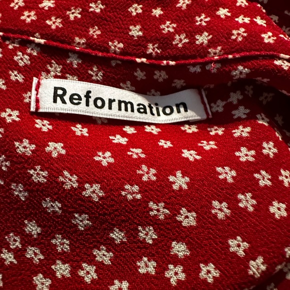 Reformation Red Floral Viscose Blouse Top Small - Picture 6 of 7